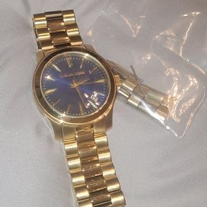Michael Kors gold watch with blue face